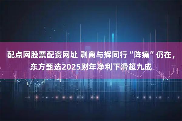 配点网股票配资网址 剥离与辉同行“阵痛”仍在，东方甄选2025财年净利下滑超九成