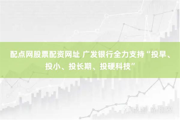 配点网股票配资网址 广发银行全力支持“投早、投小、投长期、投硬科技”