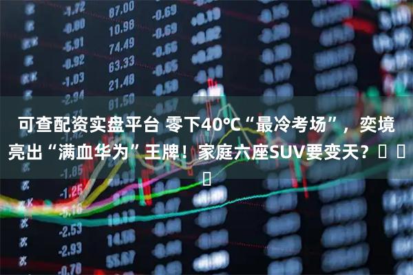 可查配资实盘平台 零下40℃“最冷考场”，奕境亮出“满血华为”王牌！家庭六座SUV要变天？❄️