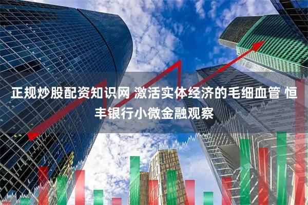 正规炒股配资知识网 激活实体经济的毛细血管 恒丰银行小微金融观察